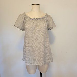 Beach Lunch Lounge Peasant Top Linen Cotton S